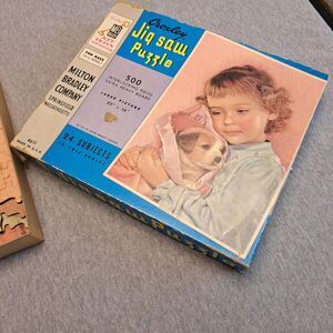 Vtg Milton Bradley 500pc Puzzle 1955 Croxley Jig Saw Bundle of Joy Complete MCM